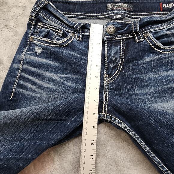 Silver Jeans Women W29/L22 1/2 Blue Dark Wash Suki Mid Capri Fluid Stretch Denim - Picture 12 of 15